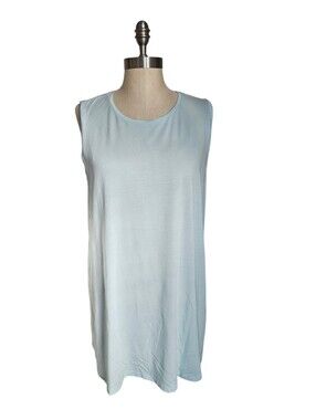 NWOT EILEEN FISHER Sleeveless Light Blue Crew Neck Jersey Tunic Tank | SZ L